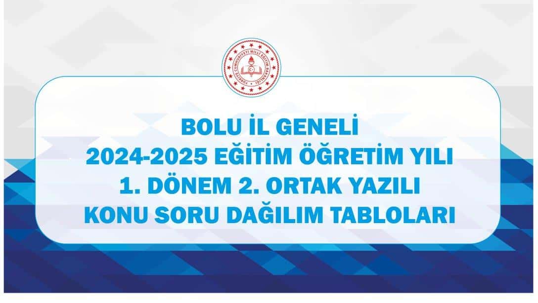 BOLU İL GENELİ ORTAK SINAV KONU SORU DAĞILIM TABLOLARI